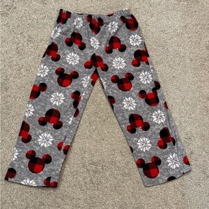 Disney Mickey Mouse Plaid Fleece Lounge Pants Snowflake Winter Kids Size 4T